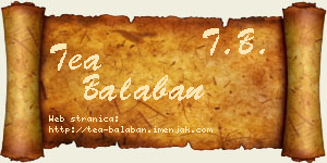 Tea Balaban vizit kartica